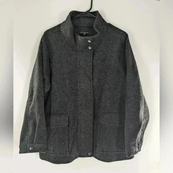 Banana Republic Brushed Short Jacket Dark Charcoal Size XL Melton Pocket Women's - Picture 1 of 15